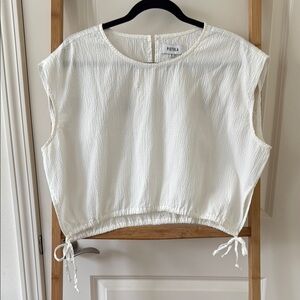 Pistola Adriana Tie Hem Muscle Top in the color Le Blanc